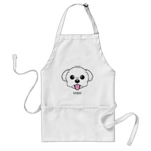 Tablier Bichon blanc mignon Frise Chien Stick Sortie