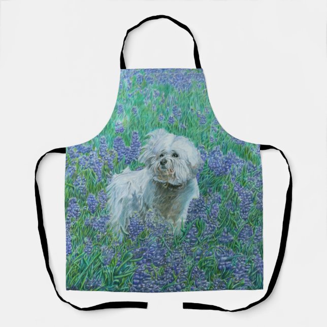 Tablier Bichon dans les Bluebonnets (Recto)