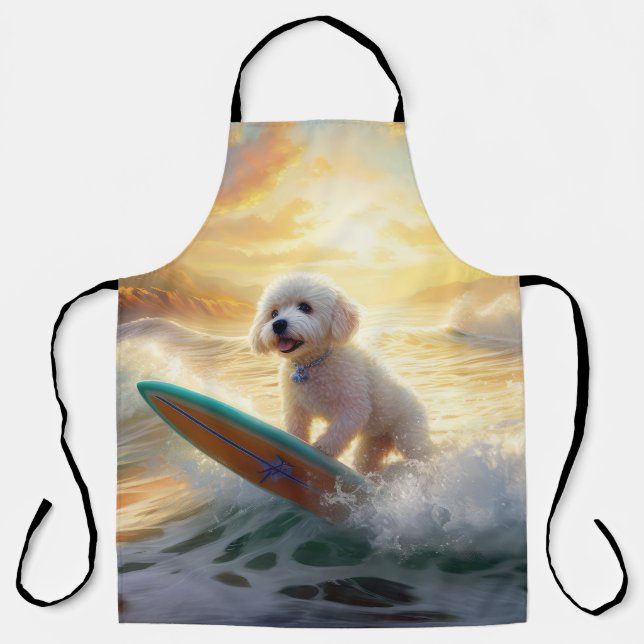Tablier Bichon Frise Beach Plage Surf Peinture (Recto)