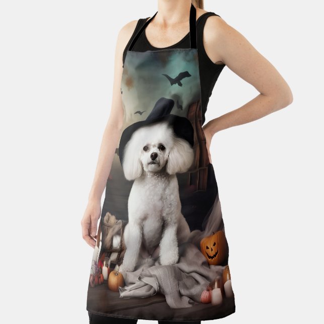 Tablier Bichon Frisé Citrouilles Halloween Épouvantable (Insitu)