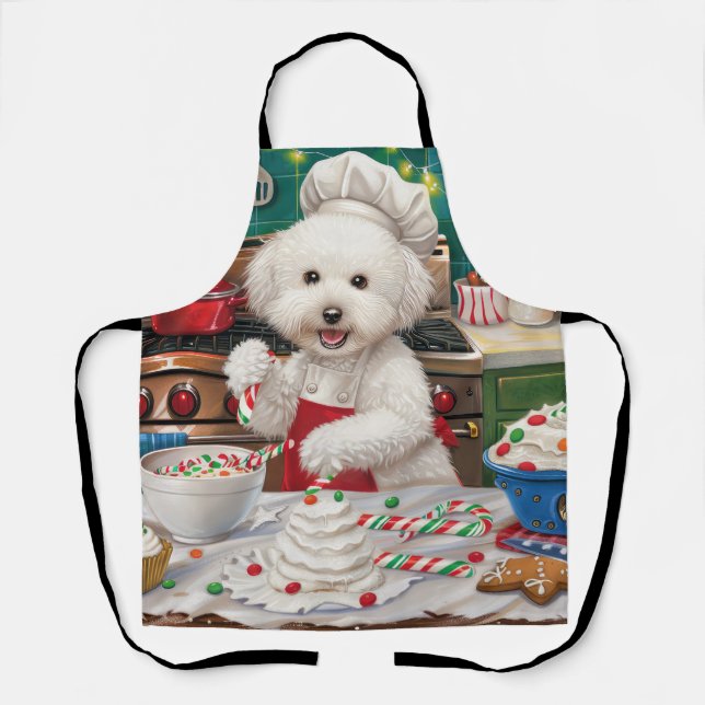 Tablier Bichon Frise Gîtes : Festif Noël (Recto)