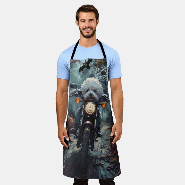 Tablier Bichon Frise Riding Moto Halloween Scandale (Porté)