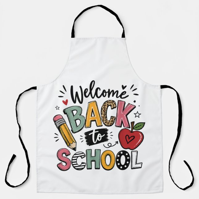 Tablier Bienvenue à l'école Enseignant Élève Premier Jour (Recto)