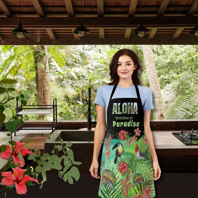 Tablier Bienvenue exotique à Aloha tropical Paradise (Exotic Welcome to Aloha tropical Paradise Apron)