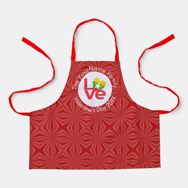 Tablier Birmanie Myanmar Red LOVE Drapeau Personnalisé (Recto)