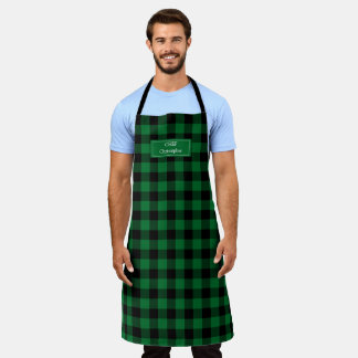 Tablier Bison noir vert Plaid bûcheron personnalisé