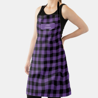 Tablier Bison noir violet Plaid bûcheron personnalisé