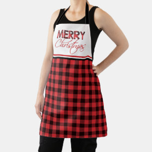 Tablier Bison rouge et noir Plaid Christmas Apron