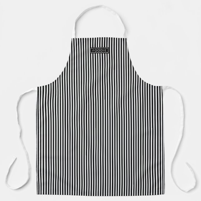 Tablier Bistro Foodie Black And White Café Stripe Motif (Recto)