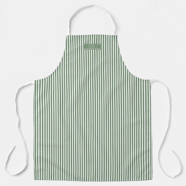 Tablier Bistro Foodie Green Ivy Café Stripe Motif (Recto)