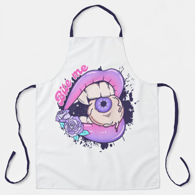 Tablier Bite Me Rose Halloween Lièvres (Recto)