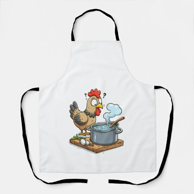 Tablier Bizarre de poulet à la Cuisine - Hen Making Soup (Recto)