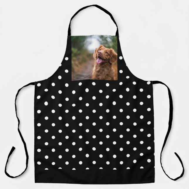 Tablier Black and white polka dot Dog pic (Recto)