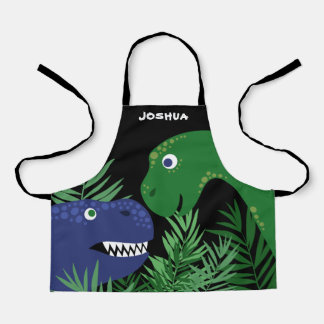 Tablier Black Blue & Green Dino Ajouter le nom Apron