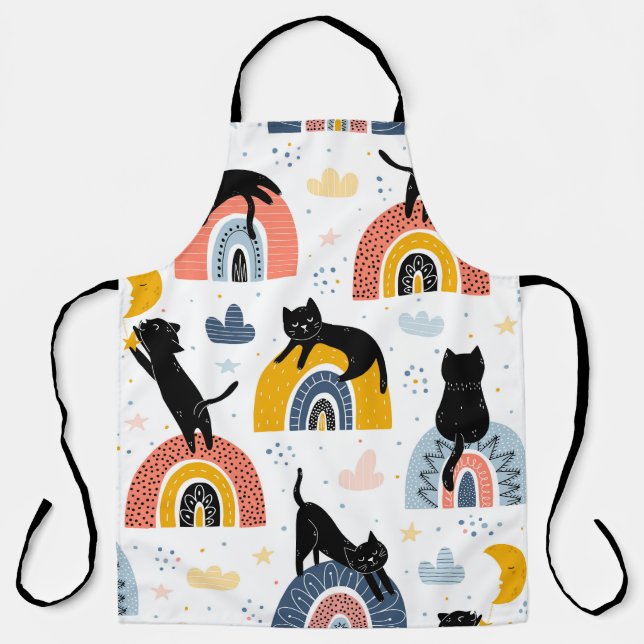Tablier Black Cats Rainbows Motif Imaginaire (Recto)
