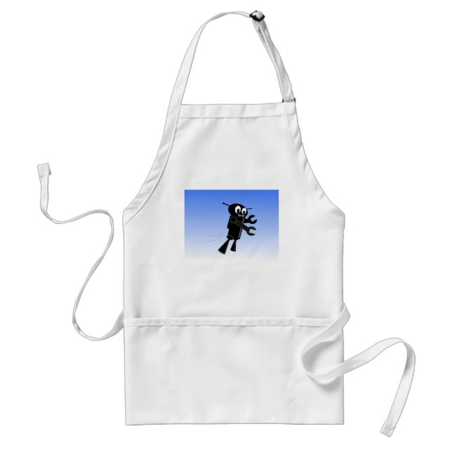 Tablier Black Flying Robot Blue Sky Background (Devant)