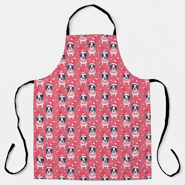 Tablier Black Frenchie Chien Christmas Cook's Apron (Recto)