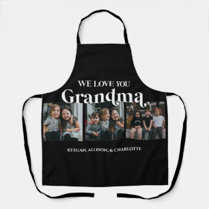 Tablier Black Minimal Retro We Love You Grandma 3 Picture