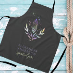Tablier Black Mystical Holographic Spiritual Crystals<br><div class="desc">Bring intention and style into your daily rituals with this custom spiritual crystal apron, designed for modern mystics, holistic professionals, and creative souls. Featuring a luminous crystal and botanical illustration accented with subtle celestial details, this apron blends mystical symbolism with a clean, contemporary aesthetic. Perfect for spiritual practitioners, wellness coaches,...</div>