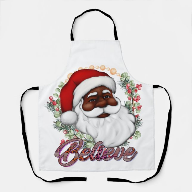 Tablier Black Père Noël Believe Melanin Man Christmas Chev (Recto)