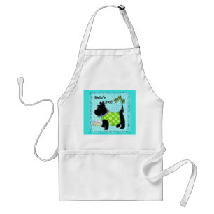 Tablier Black Scottie Chien Nom Turquoise Personnalisé Tur