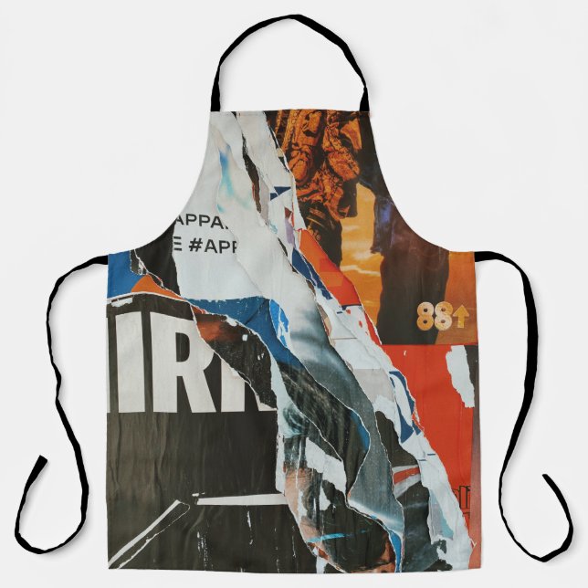 Tablier Black white and orange abstract painting (Recto)