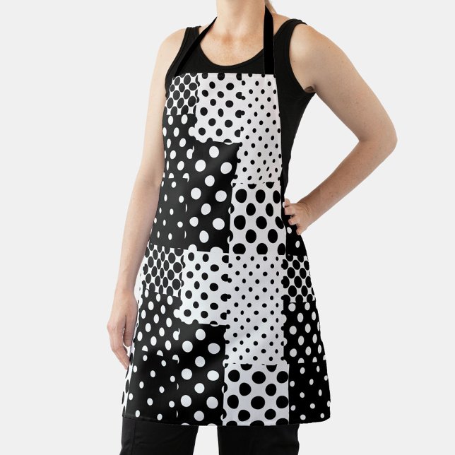 Tablier Black White Fashion Polka Dots Style Design  (Créateur téléchargé)