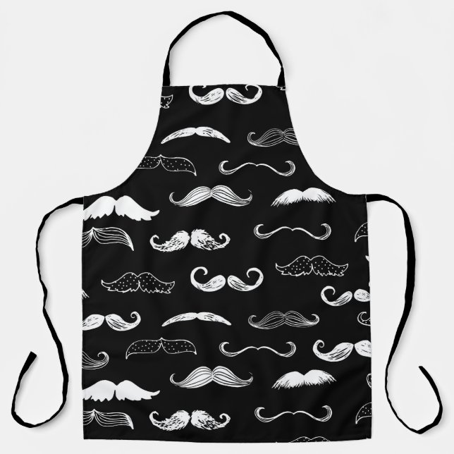 Tablier Black & White Moustache Seamless Repeat Background (Recto)