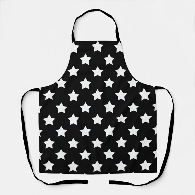 Tablier Black White Stars Motif Décor (Recto)