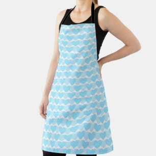 TABLIER BLANC AVEC DES TONS D'AQUA BLEU ROWS DE COEUR