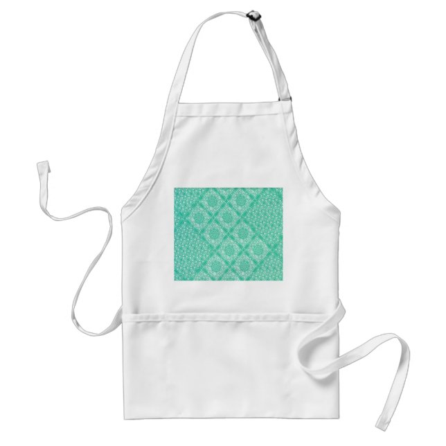 Tablier blanc avec patch de design matelassé vert (Devant)