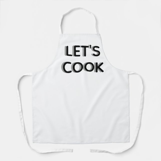 Tablier blanc « Let's Cook » - Citation motivante  (Recto)