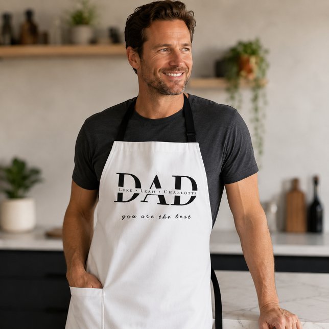 Tablier blanc moderne personnalisé pour papa (Créateur téléchargé)