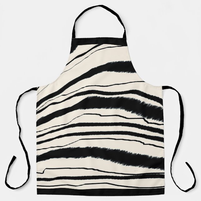 Tablier BLANC NOIR ZEBRA STRIPE Chef Artisanat (Recto)