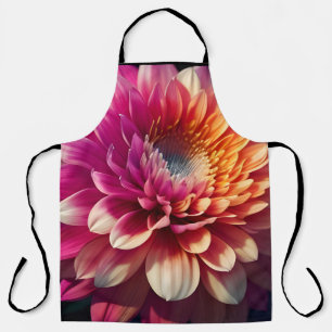 Tablier Blanc Orange Jaune Rose Violet Bleu Dahlia Fleur