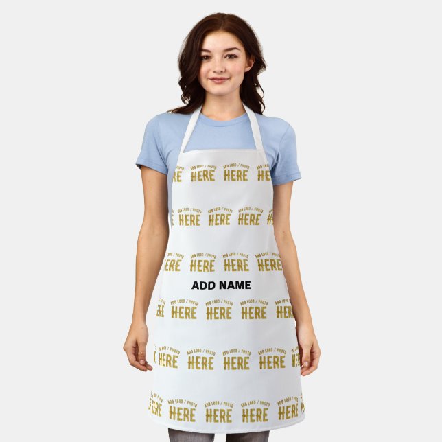 TABLIER BLANC PERSONNALISABLE MODERNE DE MARQUE VÉRIFIÉ ST (Porté)