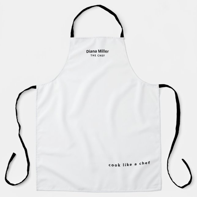 tablier blanc personnalisé avec nom du chef (Recto)
