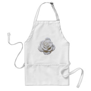 Tablier Blanc sur Blanc - Rose Sculptée