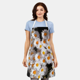 Tablier Blancs Brillants Sur Art Floral Noir