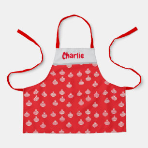 Tablier Blancs ornements sur rouge