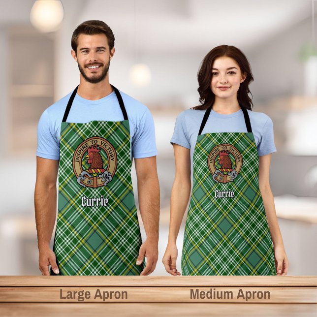 Tablier Blason de coq Clan Currie sur tartan (Créateur téléchargé)