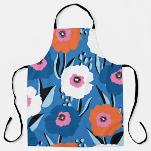 Tablier Bleu Blanc Rouge : Scandinave Florale.