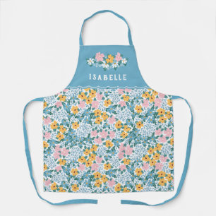 Tablier Bleu Bleu Bleu Plat Floral
