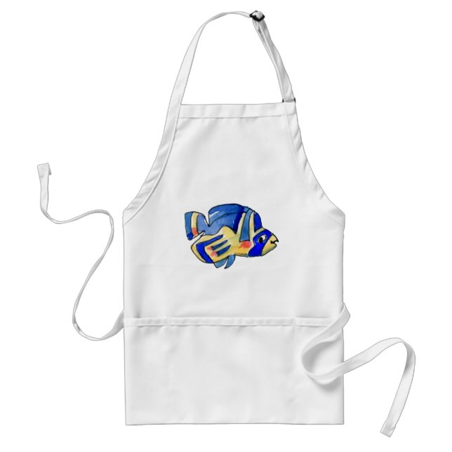 Tablier Bleu Cartoon Papillon Poisson (Devant)