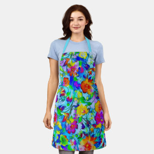 Tablier Bleu clair floral