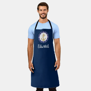 Tablier Bleu de la marine d'Ancre dorée centrale