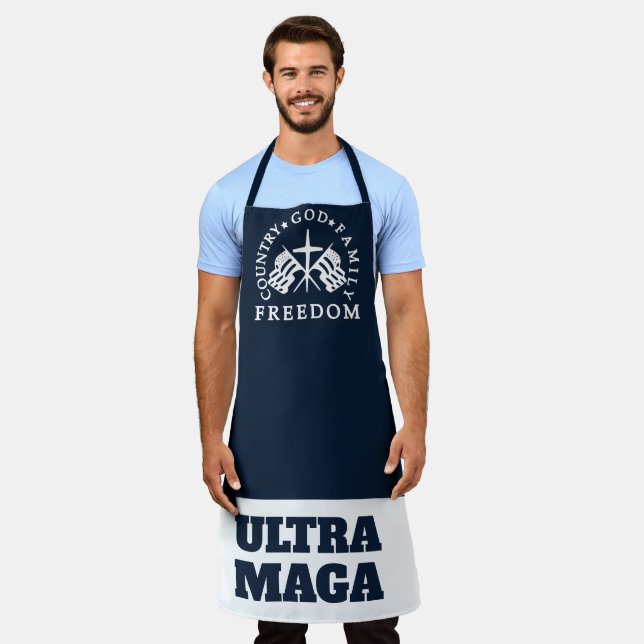 Tablier bleu Dieu Famille Pays Liberté ULTRA MAGA (Porté)