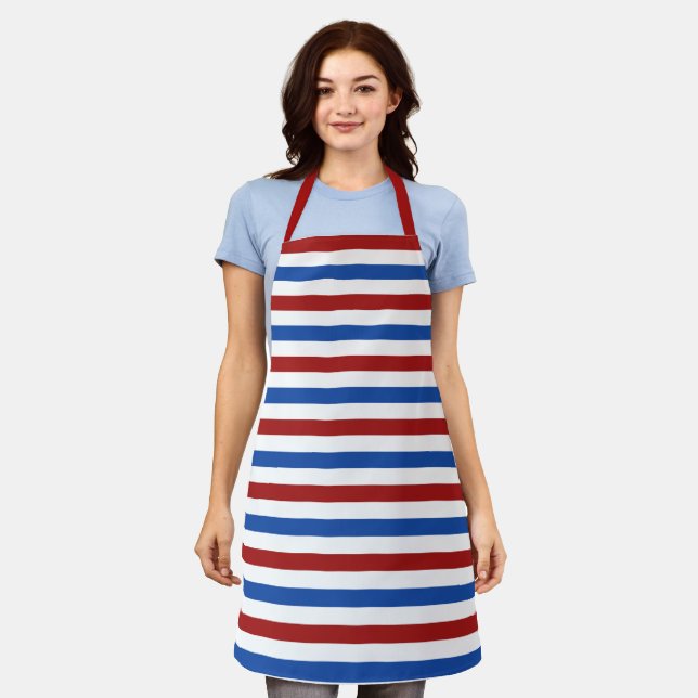Tablier Bleu et blanc patriotique (Porté)