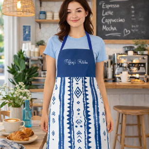 Tablier bleu et blanc Sashiko japonais