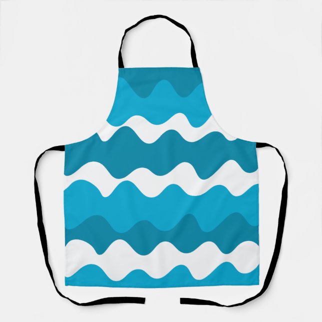 Tablier Bleu et blanc vagues horizontales motif (Recto)